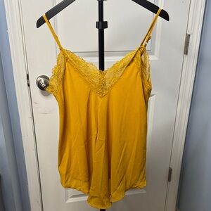 ODDY Lace-Trim V-Neck Cami in Mustard